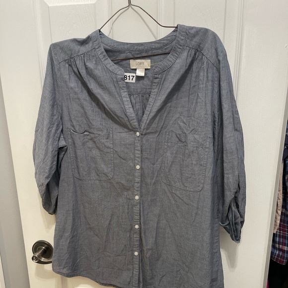 LOFT Tops - LOFT Blue Button-Up Blouse